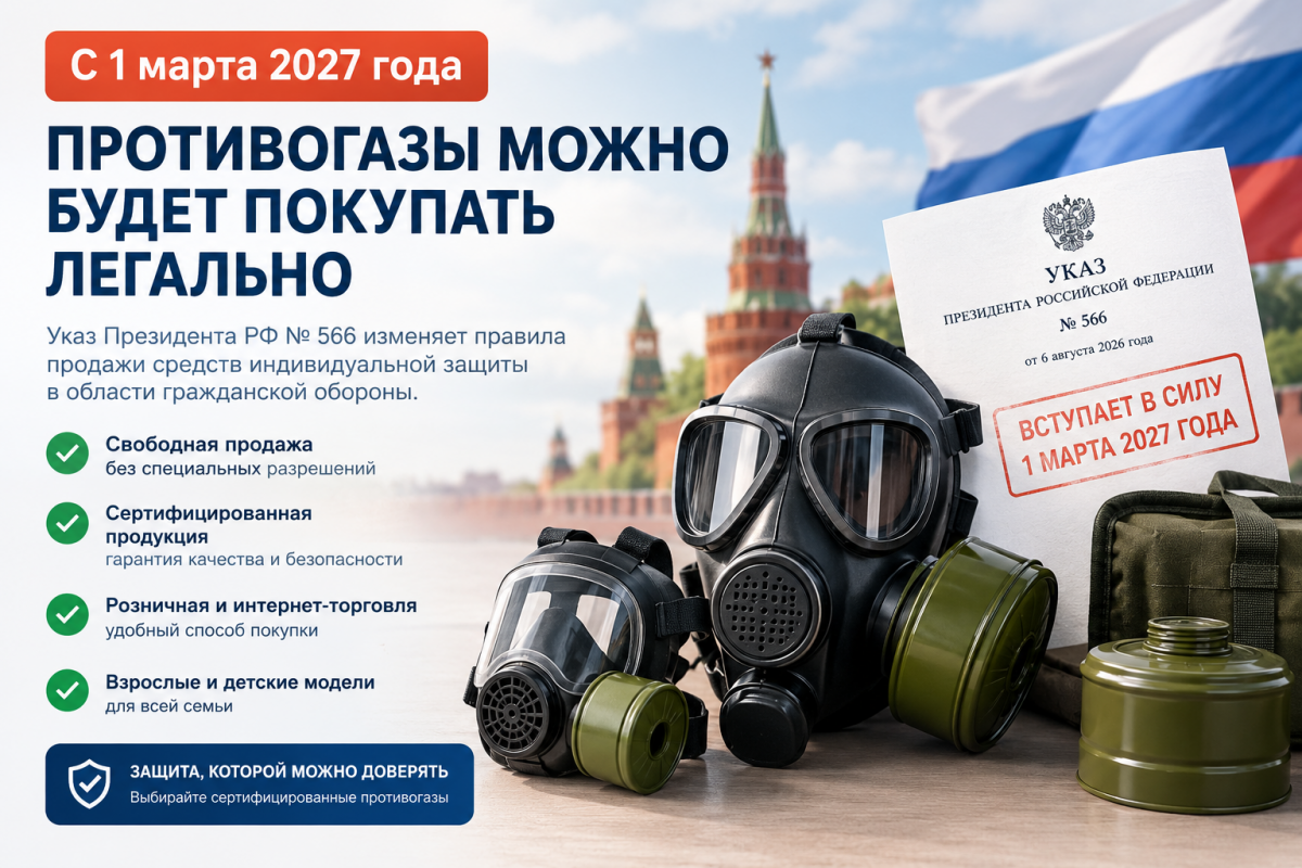 Продажа противогазов с 1 марта 2027 года: что изменится в России